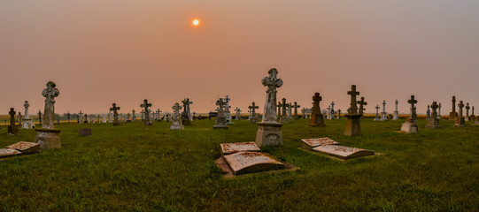 Country cemetery sunset