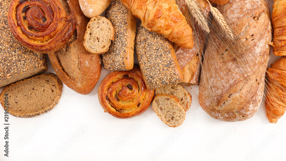 Wall mural selection of bread