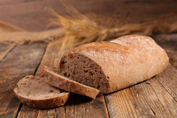 bread on wood background