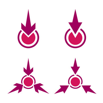Meeting Point or epicenter flat vector icon.