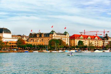 Obraz premium Opera house at Limmat River Zurich in Switzerland CH