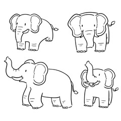 vector set of elephant
