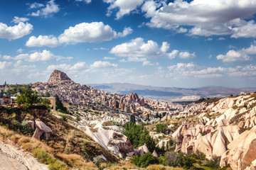 Beautiful bright landscape Cappadocia in Central Anatolia is a UNESCO World Heritage  Turkey