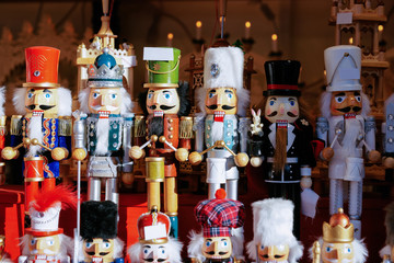 Nutcrackers at Christmas Market at Alexanderplatz in Winter Berlin Germany