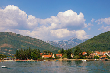 Naklejka premium Picturesque summer landscape. Montenegro. View of Bay of Kotor ( Adriatic Sea ) near Tivat city