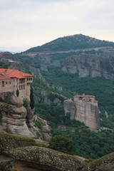 Fototapeta na wymiar Amazing view to Monastery of Varlaam and Monastery of Roussanou, Meteora, Thessaly, Greece