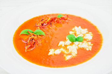pumpkin cream soup, close-up