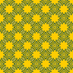 Seamless pattern with floral motifs. Design for printing on fabric, wrapper, paper, Wallpaper. Yellow-green color