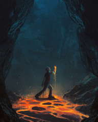 Obraz premium Man covered in lava