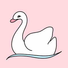 Cute swan hand drawn illustration vector.