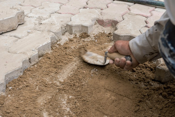 builder with a shovel