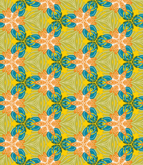 Seamless pattern with floral motifs. Design for printing on fabric, wrapper, paper, Wallpaper. Yellow-green color