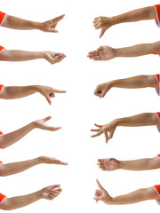 Cropped of multiple female hand gesture against white background include clipping path.