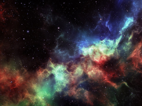 Nebula and stars in deep outer space, background illustration
