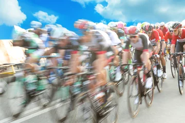 Foto auf Acrylglas Fahrräder Group of cyclist during a race, motion blur