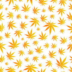 Seamless patterns with cannabis leaves.