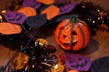 ハロウィンの飾りつけの準備