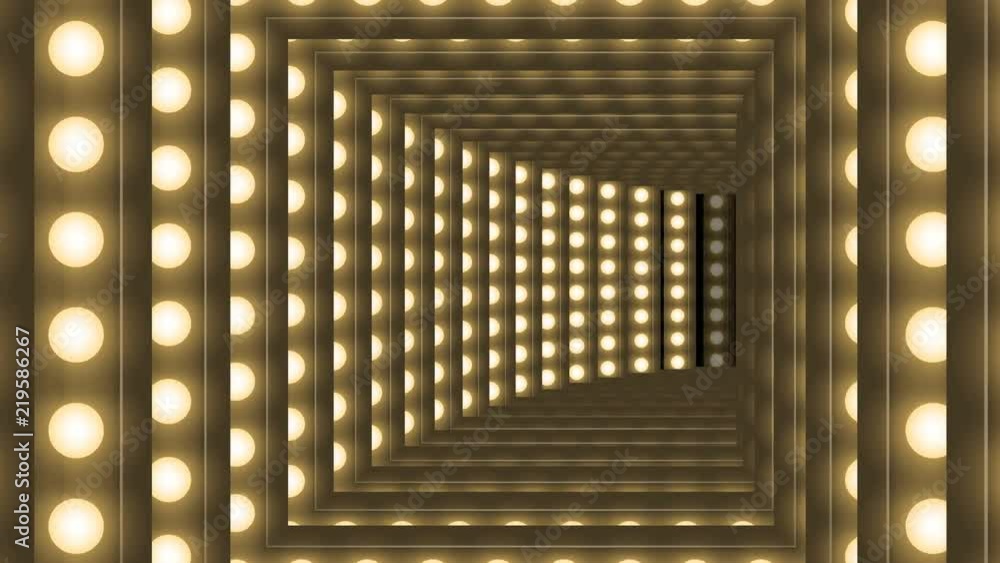 Aufkleber tunnel incandescent light bulb box frame square shape moving pattern, retro 3d virtual style illustr