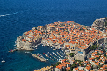 Overview to the old town of Dubrovnik, Croatia.
