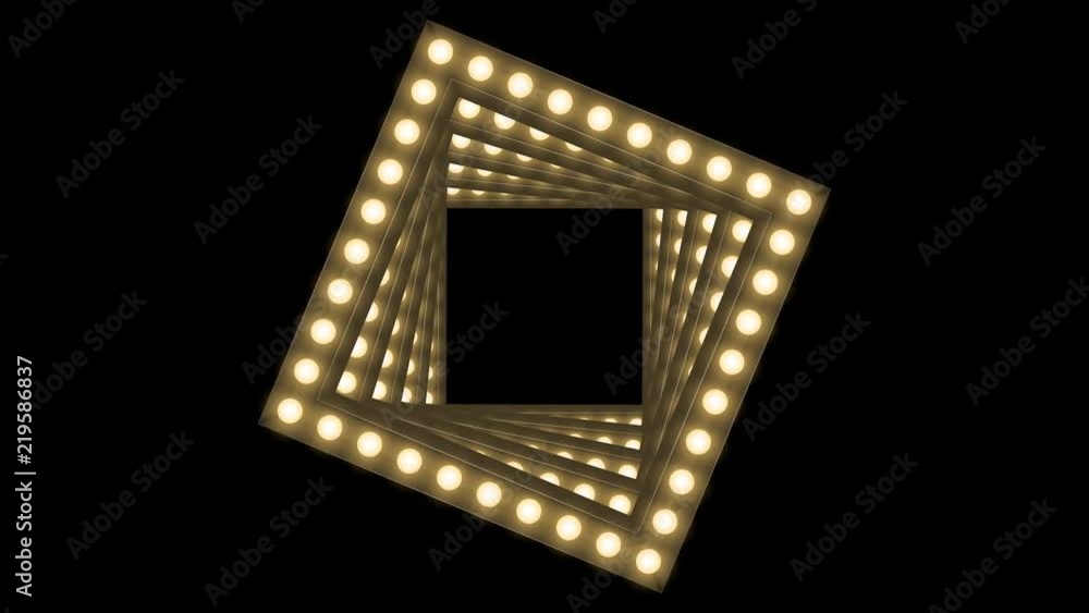 Aufkleber tunnel incandescent light bulb box frame square shape swirl rotate moving pattern, retro 3d virtual 