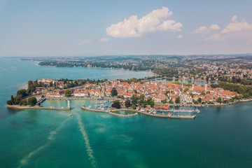 Aerial view of Lindau, town on lake Bodensee