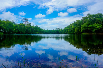 Clear Blue sky river reflection landscape