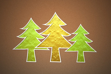 3d christmas trees on broen glitter background