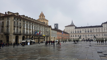 Obraz premium View of The Piazza Castello in Turin, Italy