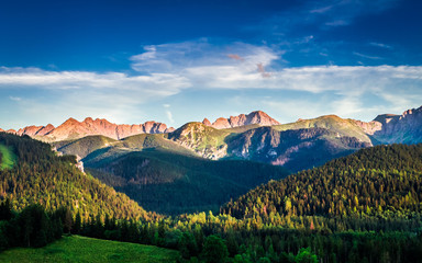 Obraz premium Tatra mountains at sunset in Poland, Europe