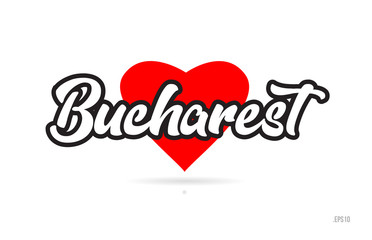 bucharest city design typography with red heart icon logo