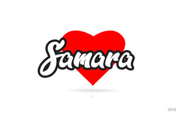 samara city design typography with red heart icon logo