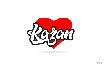 kazan city design typography with red heart icon logo