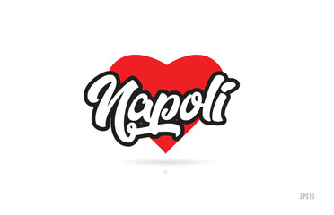 napoli city design typography with red heart icon logo