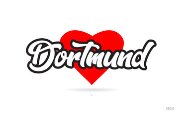 Obraz premium dortmund city design typography with red heart icon logo