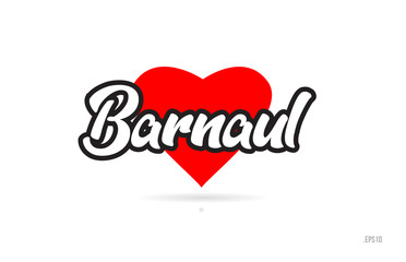 barnaul city design typography with red heart icon logo