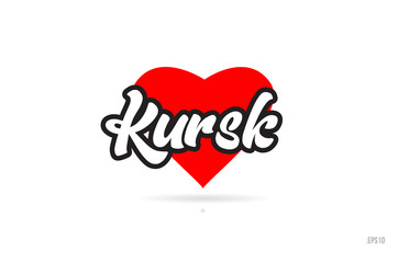 kursk city design typography with red heart icon logo