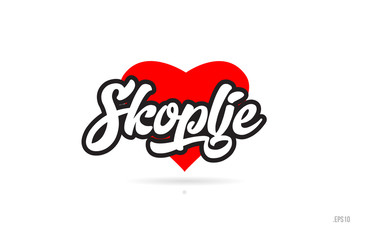 skoplje city design typography with red heart icon logo