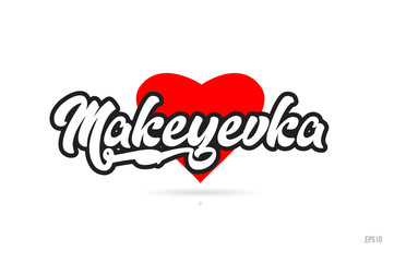 makeyevka city design typography with red heart icon logo