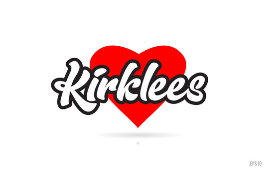 kirklees city design typography with red heart icon logo