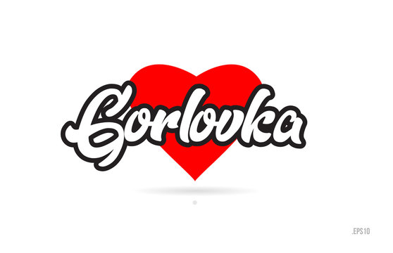 gorlovka city design typography with red heart icon logo