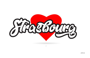 strasbourg city design typography with red heart icon logo