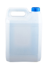 Plastic canister on white background with clipping path