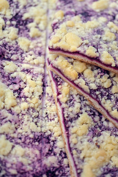 Blueberry cake. Traditional Slovak pastries at the biggest Slovak fair in Bardejov.