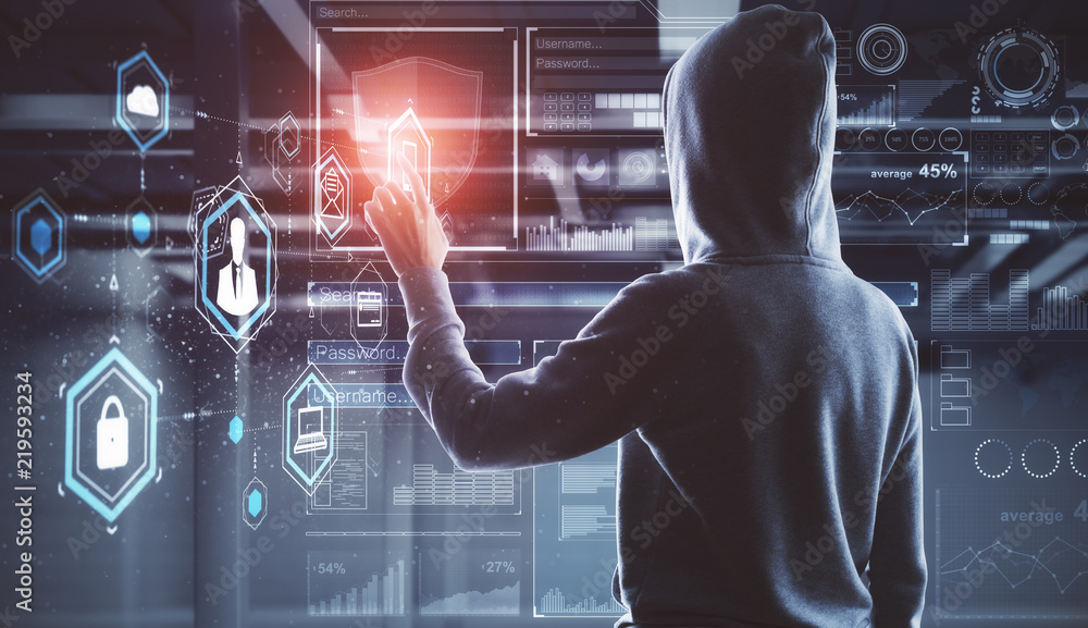 Poster Hacking and malware concept