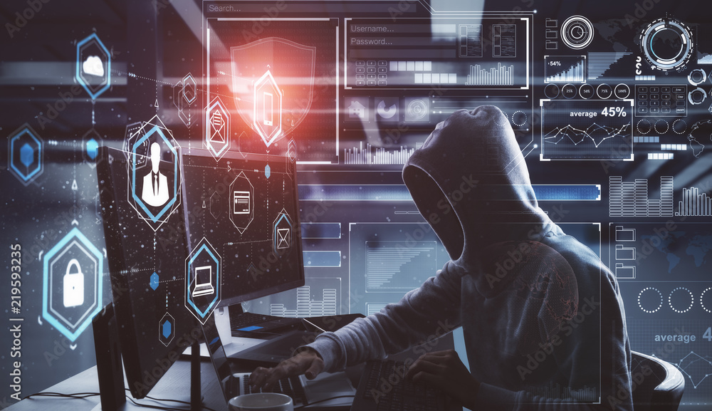 Poster Hacking and phishing concept