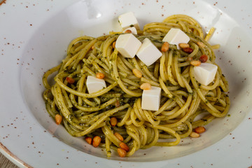 Pasta with pesto sauce