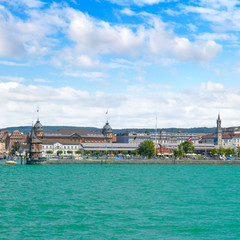 Germany-view on the town Constance from ferry on Lake Constance