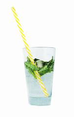 Fresh soda drink with mint isolated on white backround.