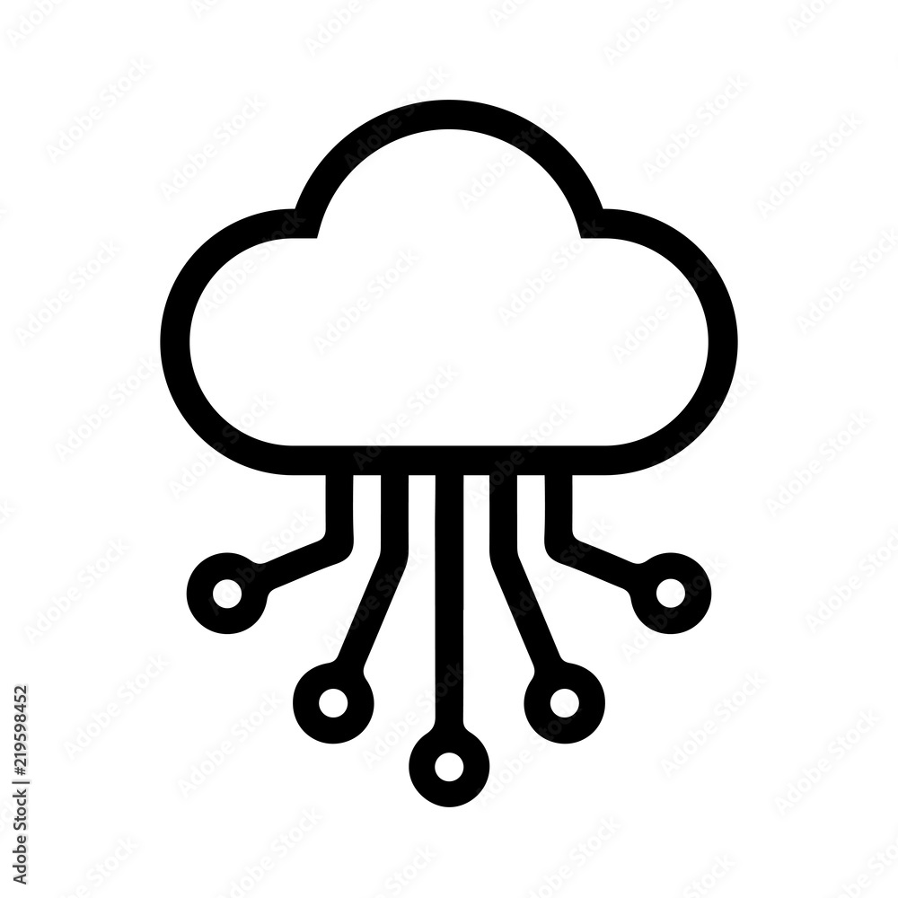 Leinwandbilder Cloud data icon. Flat sign for mobile concept and web design. Cloud simple solid icon - stock vector