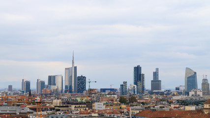 Naklejka premium Mediolan, Włochy, widok dzielnicy finansowej
